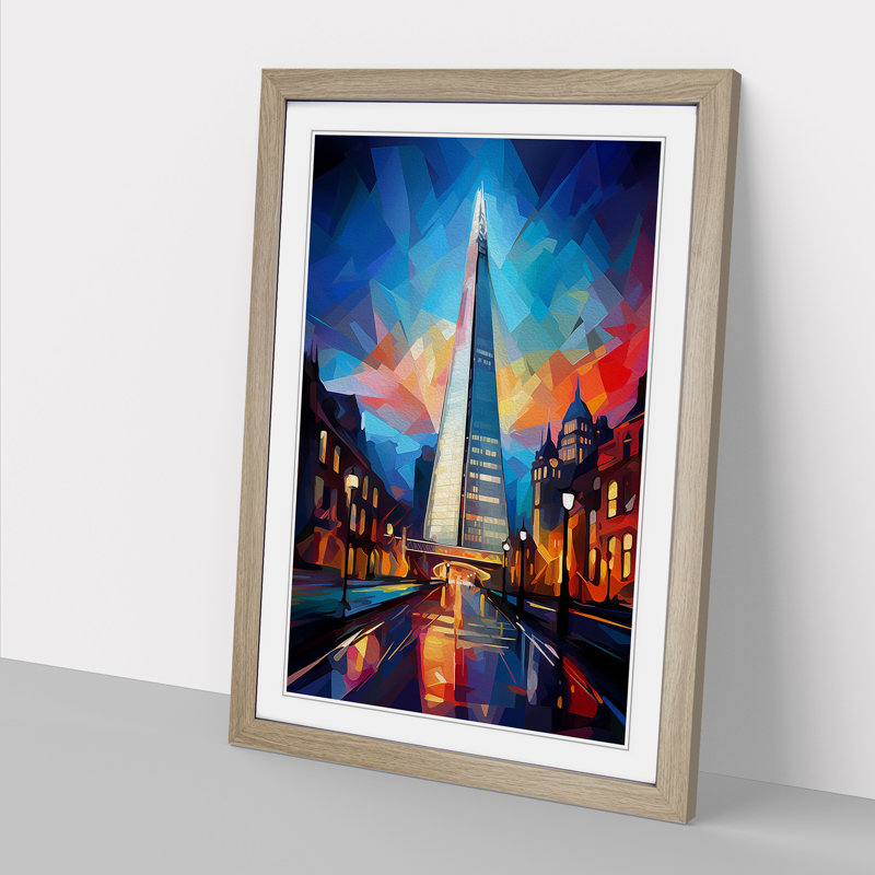 The Shard Cubism - Framed Print, Oak , 64cm H x 46cm W x 2cm D