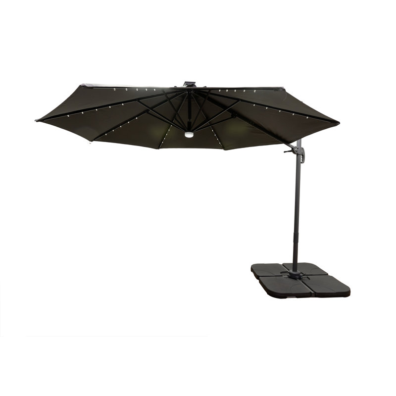 Adesubomi 300cm Lighted Cantilever Parasol, Grey