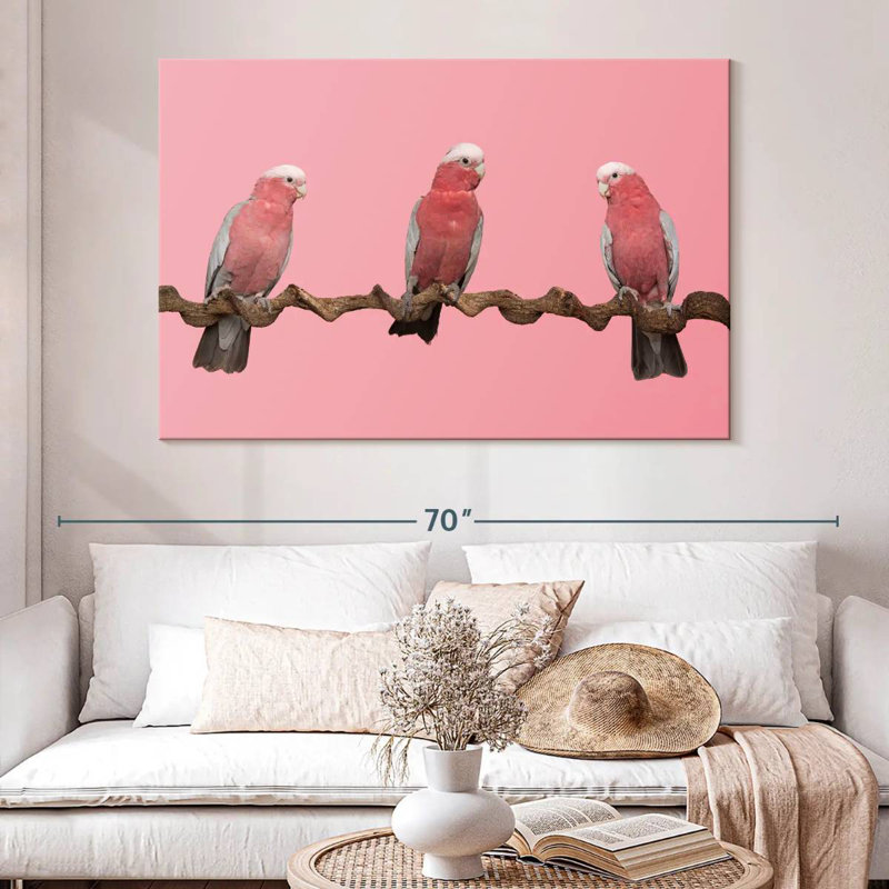 Trois oiseaux, H 34 po x l 51 po