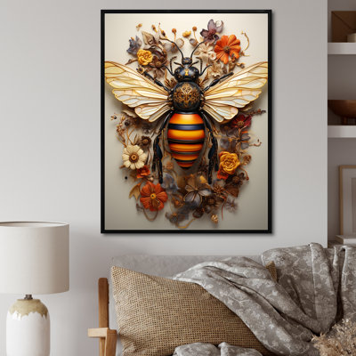 Art floral rétro, guêpe harmonie I - insectes et insectes
