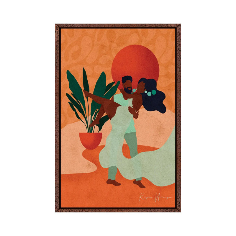 Lifted In Love by Reyna Noriega - Painting on Canvas, 66.04 cm H x 45.72 cm W, Classic Brown Wood Framed Canvas