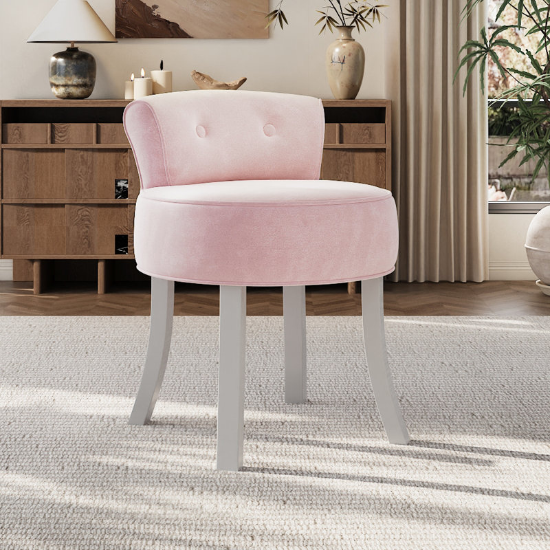 Manufactured Wood Accent Stool, Pink/White 