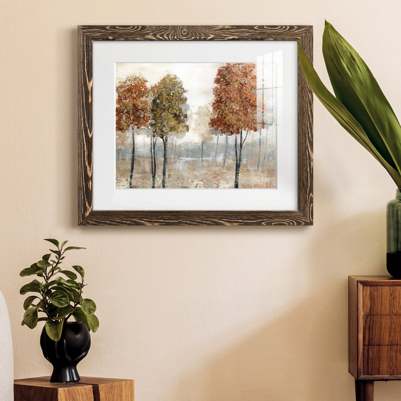 Trees of Copper Mountain - peinture encadrée, H 24 po x l 18 po x P 1,5 po, Encadré de bois de noyer