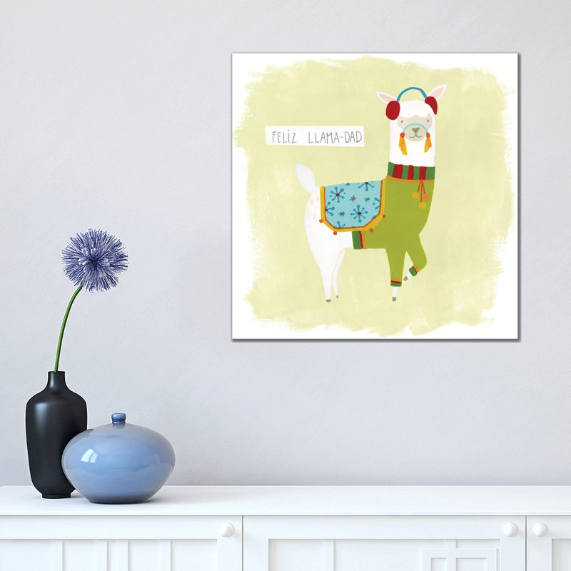 Fa-La-La-La Llama III by June Erica Vess - Wrapped Canvas Painting, 45.72 cm H x 45.72 cm W x 1.91 cm D