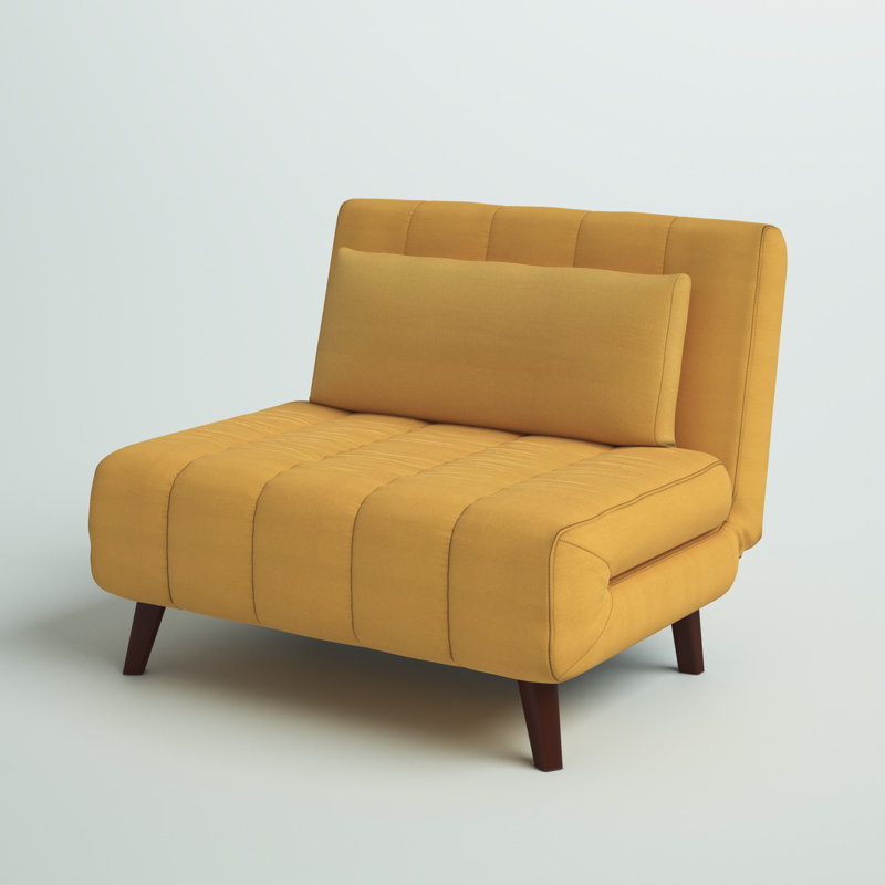 Jazariah Upholstered Pillow Back Convertible Chair, Mustard