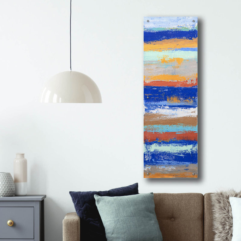 «Blue and Metal 1» par Hilary Winfield, H 48 po x l 16 po x P 0,2 po