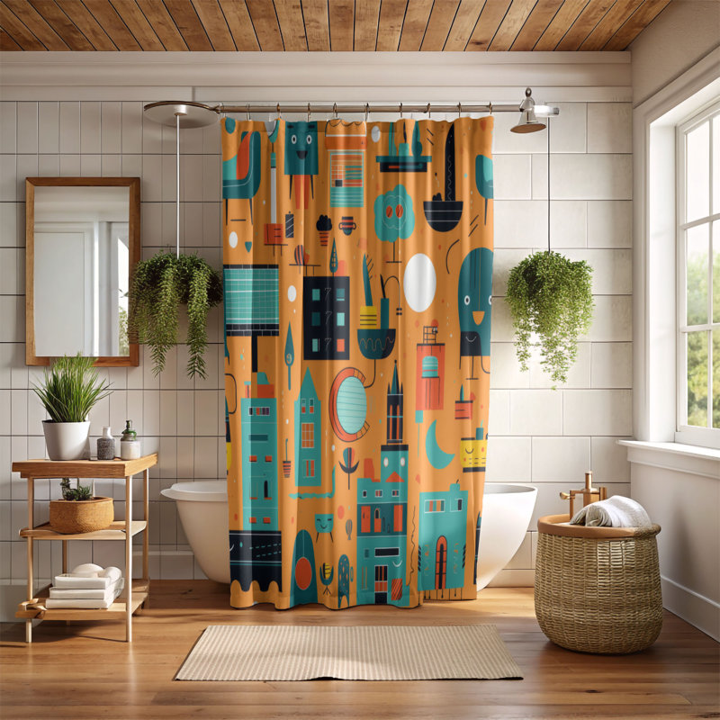 Silly Town - Premium Shower Curtain, 74"H x 71"W