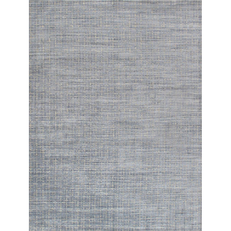 Tapis rayé bleu / jaune en coton / soie 9 pi x 12 pi Hoekstra