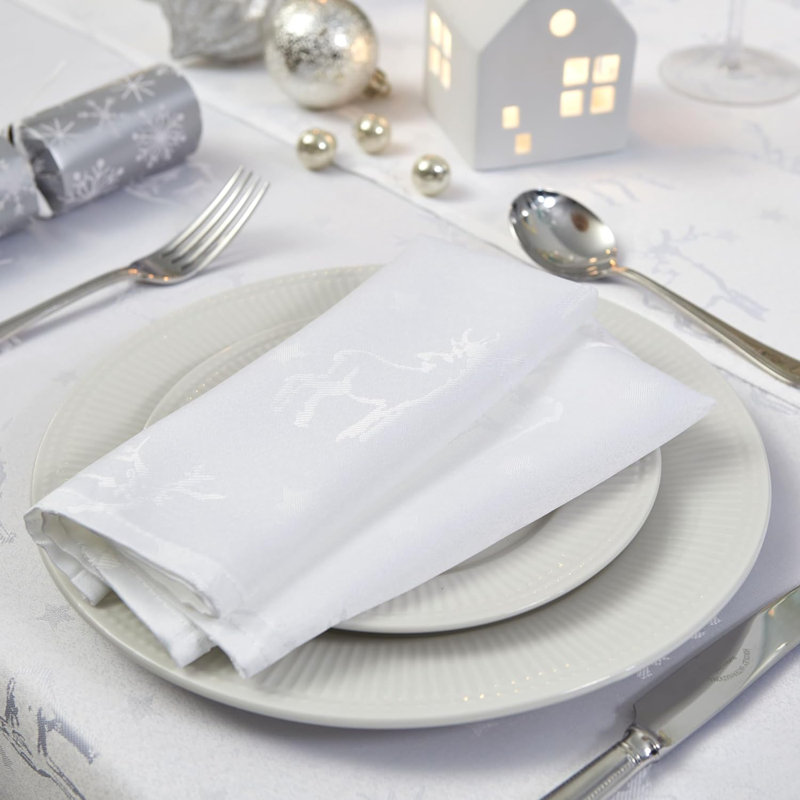 Amanzia Polyester Square Napkin, White