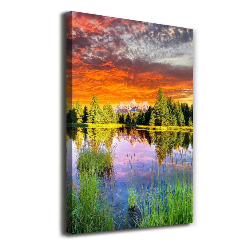 Lake In The Forest - Wrapped Canvas Print