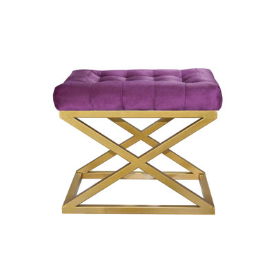 Pouf élégant avec structure en métal, doré, 19,7 po x 16,5 po x 15,7 po | Tissu 100% polyester, durable et confortable | Parfait pour le salon, la chambre à coucher ou la chambre de bébé, il ajoute une touche d'élégance et de polyvalence à tout 