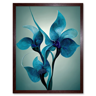 Elegant Teal Blue Orchid Flowers - Print