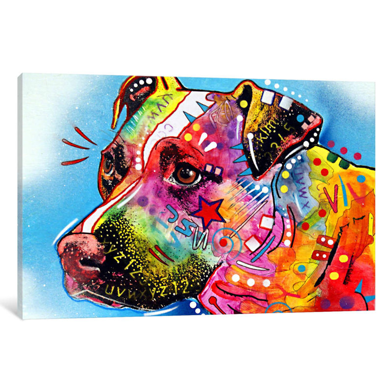 « pit bull », reproduction d’impression sur toile tendue Dean Russo, H 8 po x l 12 po x P 0,75 po, Toile tendue, Pas de tapis