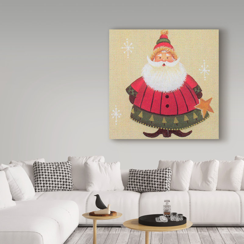 « santa holding star », art sur toile, H 18 po x l 18 po x P 2 po