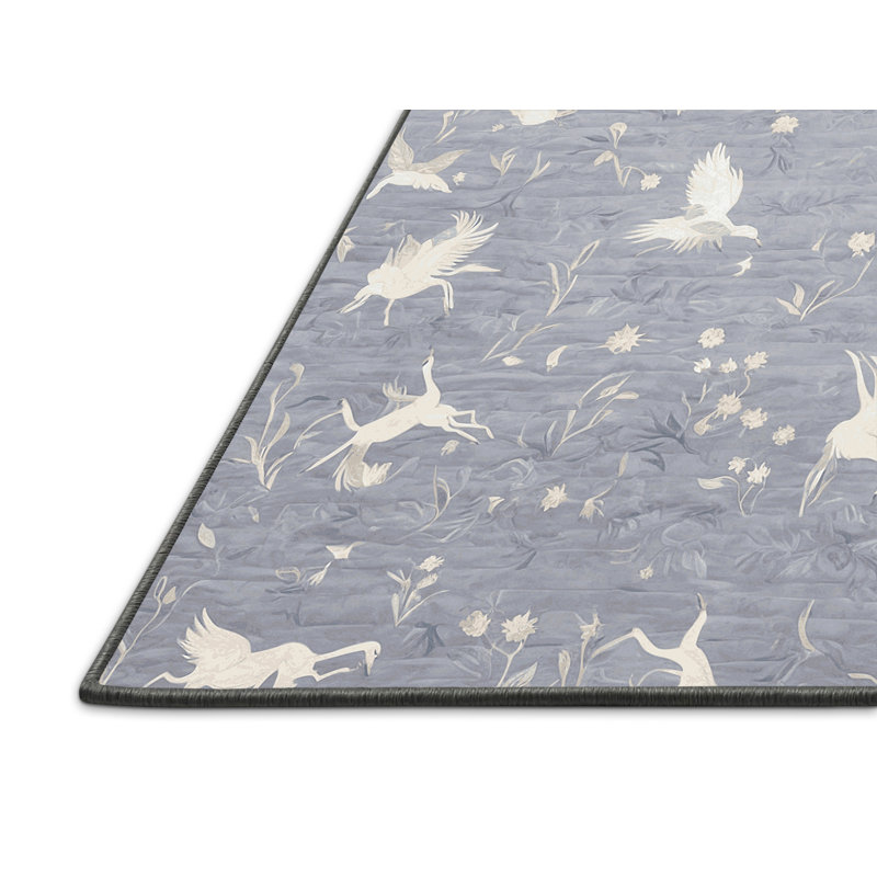 Tapis gris soyeux et moelleux, Rond 6 pi