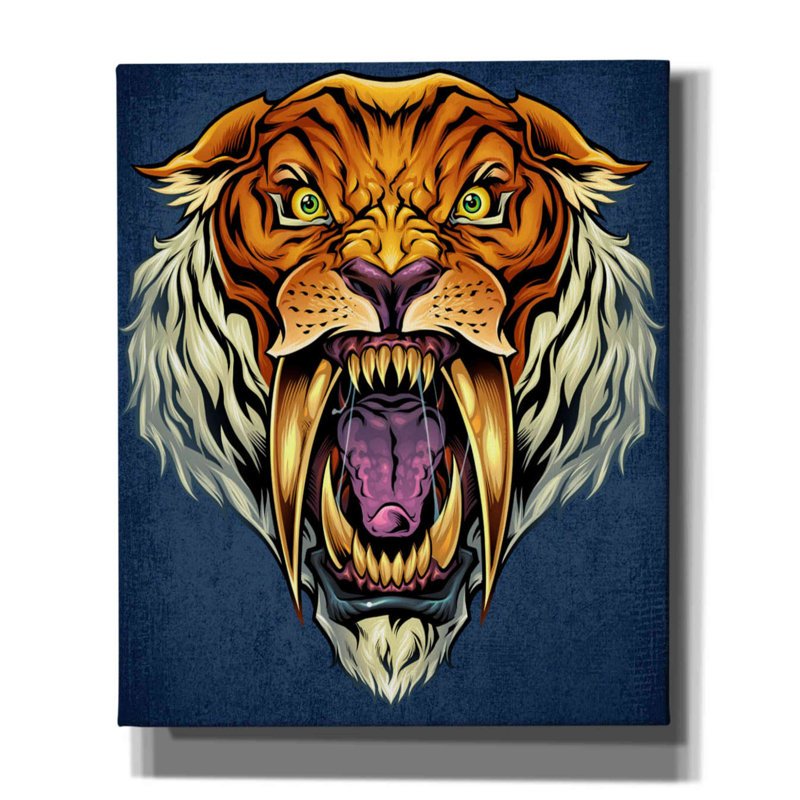 Daylen " Sabertooth Tiger Mascot ", 24" H x 20" W x 0.75" D