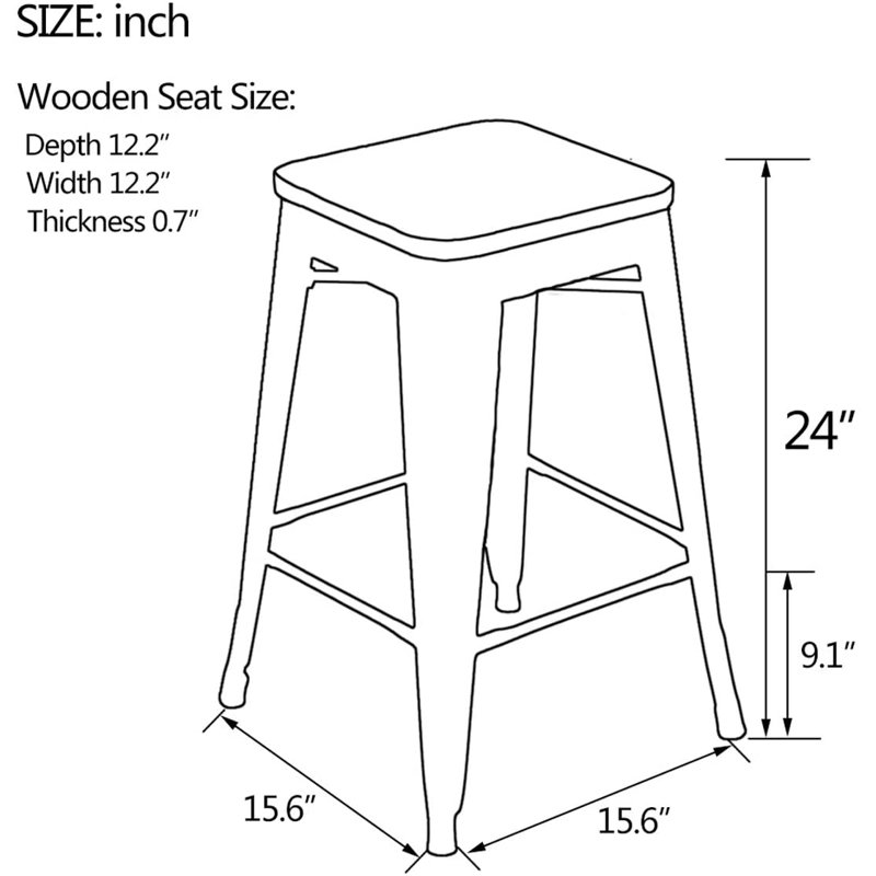 Tabouret de bar et de comptoir Hartung, Tabouret de comptoir (siège d’une hauteur de 24, Noir