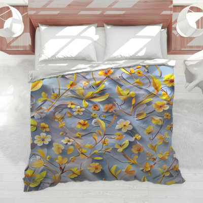 Yellow Orange Floral Pattern Comforter
