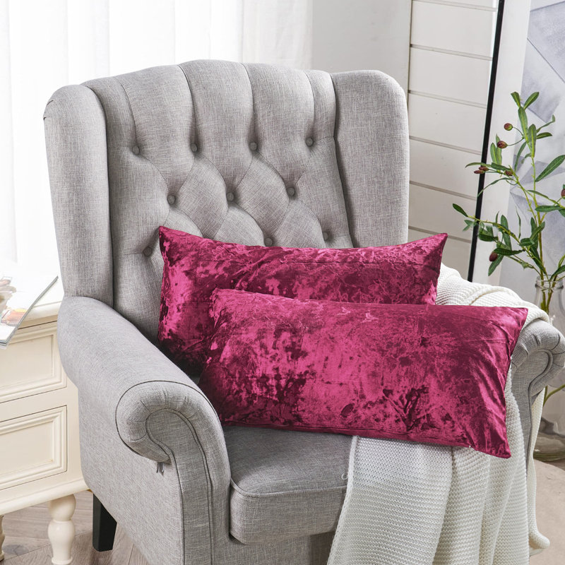 Housse de coussin lombaire en velours froissé, Grenat