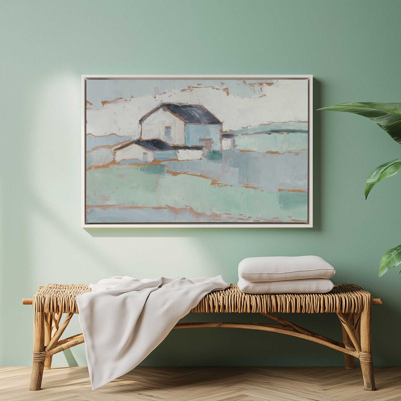 Farmhouse on Open Fields II, reproduction sur toile dans un cadre, H 12,75 po x l 18,75 po, Noir satiné