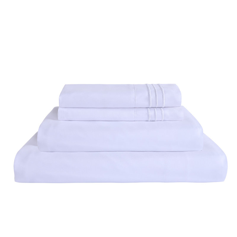 D-BSS4-E-20220419 Microfiber Sheet Set, White, Twin Sheet Set + 1 Fitted Sheet + 1 Pillowcase