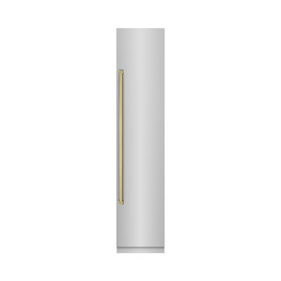 ZLINE Autograph Edition 18 po. 8,6 pi³ Congélateur colonne à charnière avec intérieur gris graphite et détails dorés polis