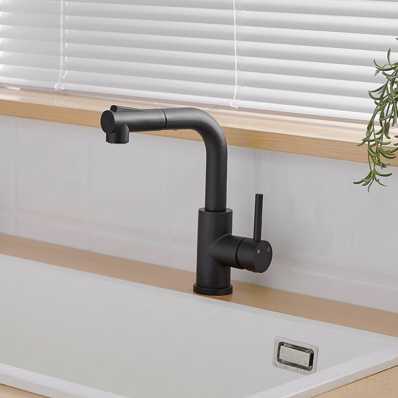 Robinet de cuisine et de salle de bain noir avec douchette extractible
