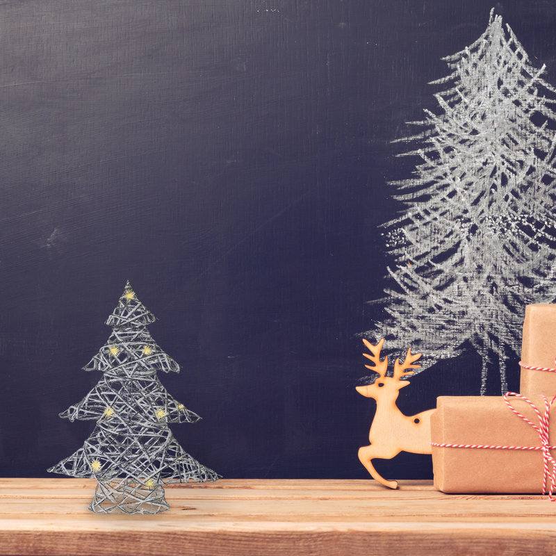 Petit arbre de Noël à DEL, H 18,9 po x l 3,54 po x P 15,16 po, Blanc / argent