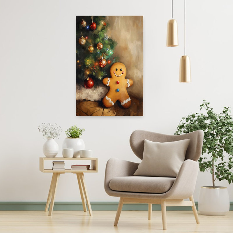 «Gingerbread Christmas Tree Traditional Vintage Whimsical Tree Winter», reproduction d'art murale, 36" H x 24" W