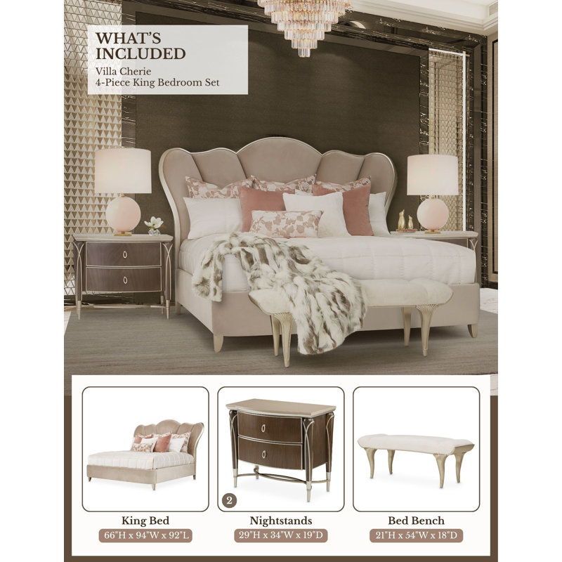 Villa Cherie 4-Piece King Bedroom Set, King