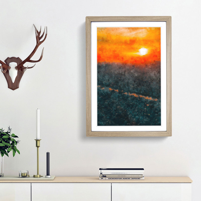 Sunset over Tokyo - Framed Print, 33cm H x 24cm W x 2cm D, Oak Framed
