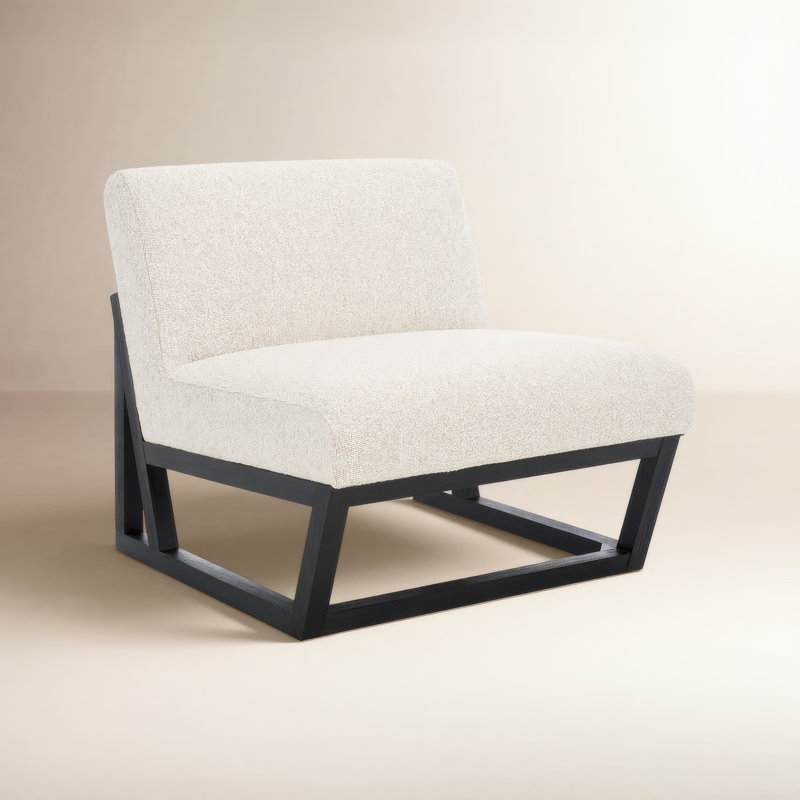 Chaise rembourrée Decollete, Crème Boucle, Noir
