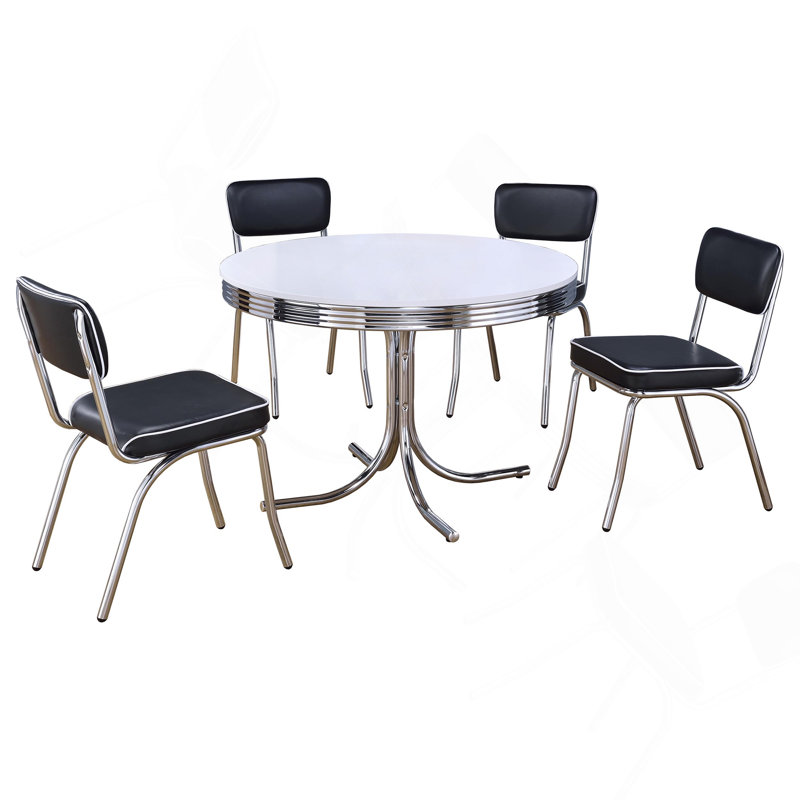 White And Chrome 5-Piece Dining Set