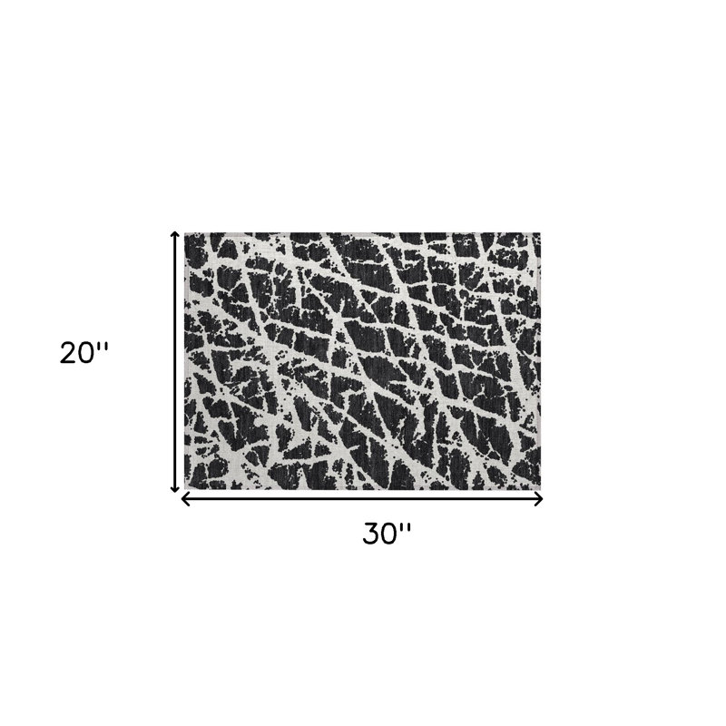 Tapis extérieur antidérapant lavable noir et blanc 2 pi x 3 pi