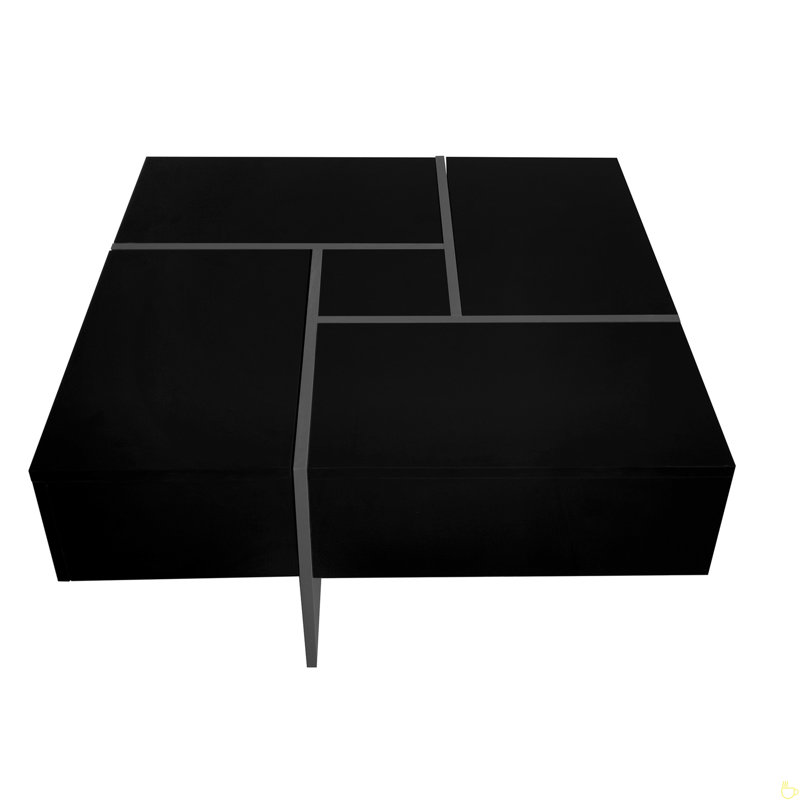 Coffee Table With 4 Hidden Storage Compartments, Square Cocktail Table With Extendable Sliding Tabletop