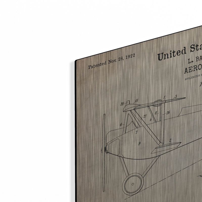 «Air plane Blueprint Brevet Parchment» par Patents, H 12 po x l 16 po