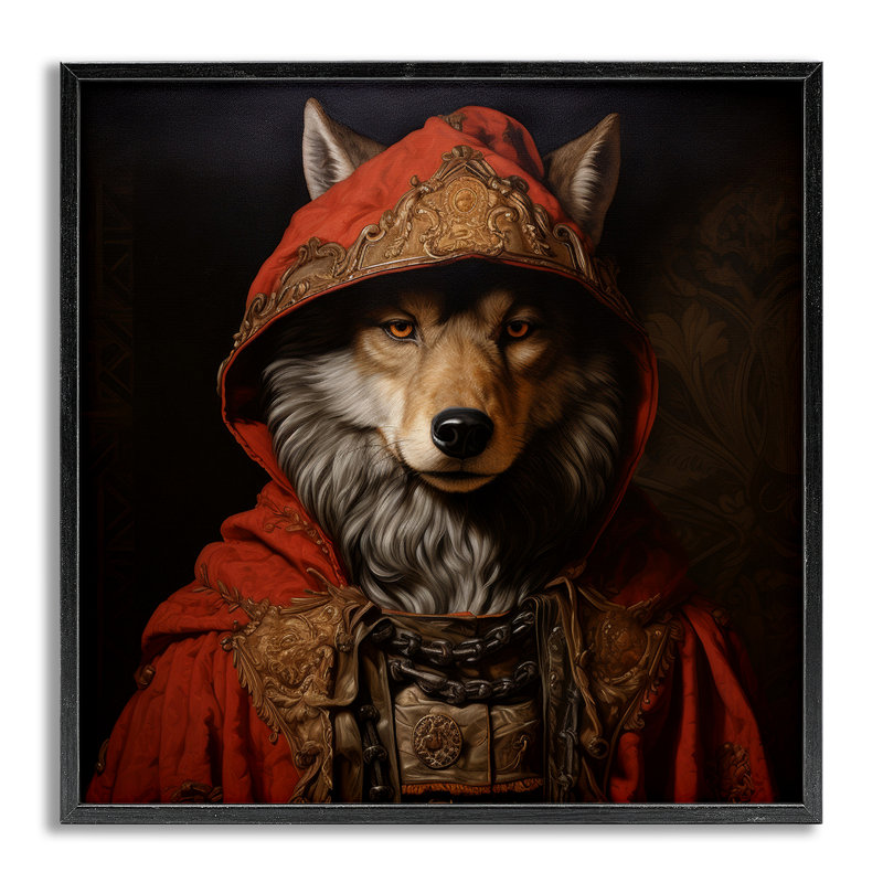 Loup avec giclée rouge, art numérique par Lazar Studio, Estampe numérique Farmhouse, H 24 po x l 24 po
