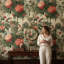 Papier peint floral rétro avec oiseaux