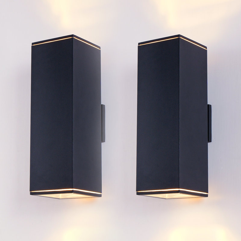 Ensemble de 2 vérandas d'extérieur imperméables et modernes noir mat, H 18 po x l 6 po x P 7 po