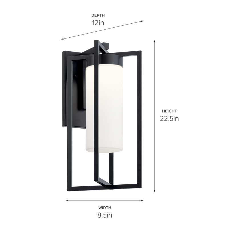 1 applique murale DEL avec verre gravé satiné, H 23 po x l 9 po x P 12 po