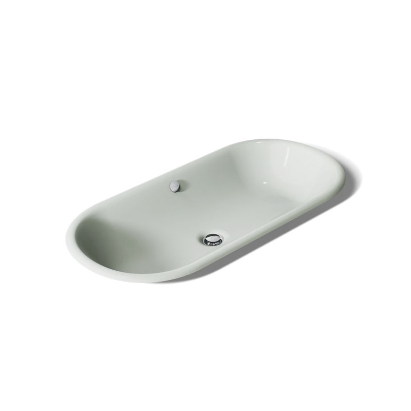 Iron Plains Metal Oval Dual Mount Bathroom Sink with Overflow, Sea Salt