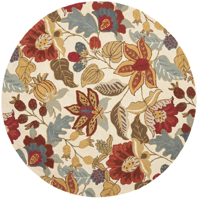 Emrick Hand Hooked Wool Floral Rug