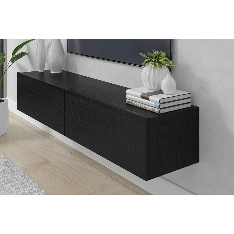 Meuble télé flottant de 53 po Housley, Chêne noir mat