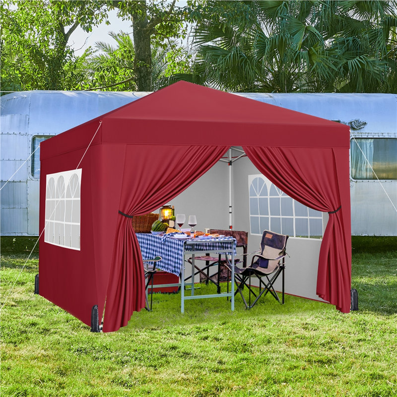 Iron Pop-Up Gazebo, 287cm H x 300cm W x 300cm D, Red