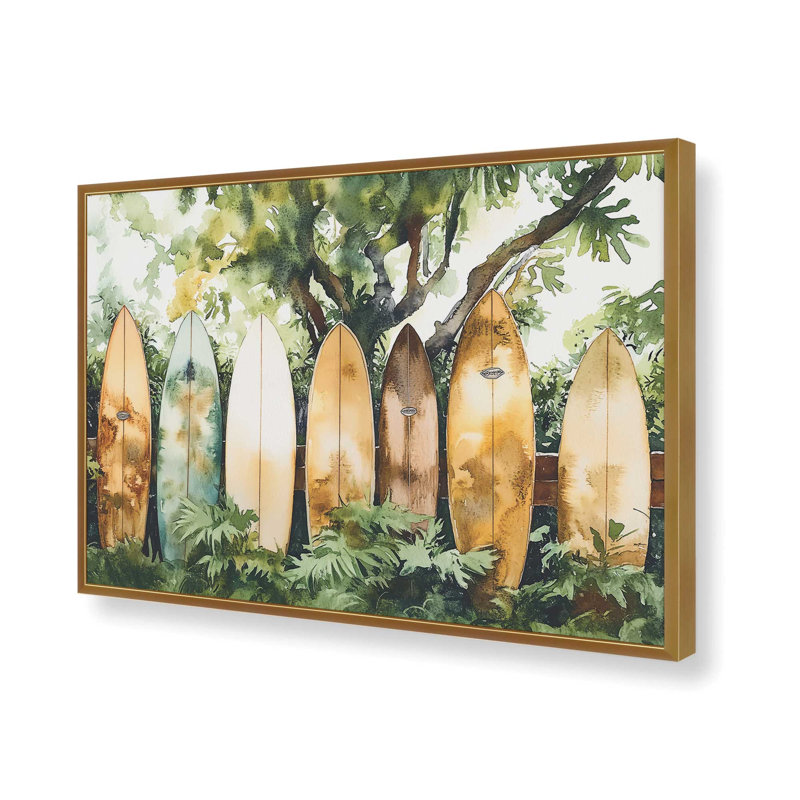 «Surfer’s Garden», reproduction encadrée, Or poli, H 9 po x l 11 po