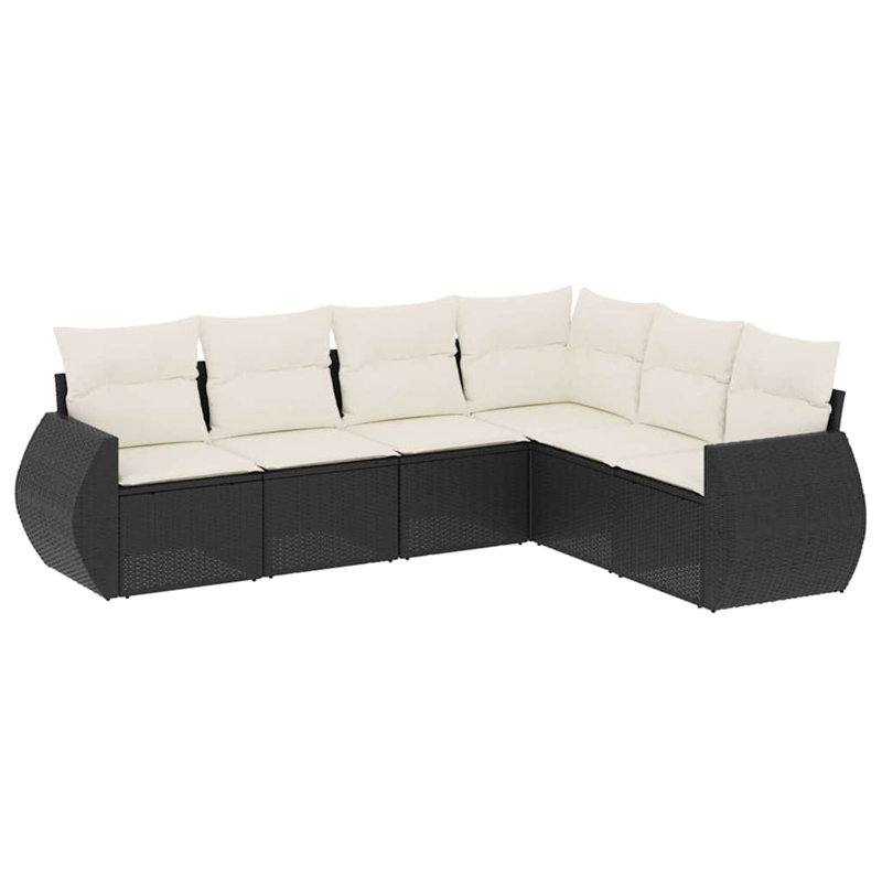 Ensemble de canapé de jardin en rotin PE noir, acier thermolaqué Vidaxl