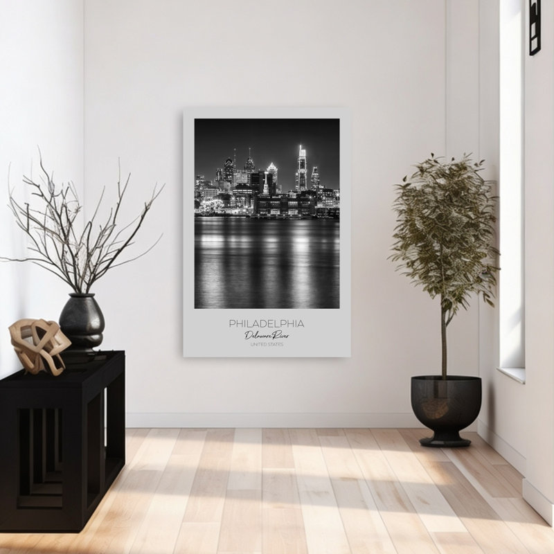 Reflets de la rivière Philadelphie - Architecture classique, dramatique et paisible - Affiche murale, H 48 po x l 32 po