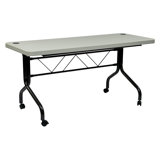 Jenely Rectangle Flip Top Training Table with Casters