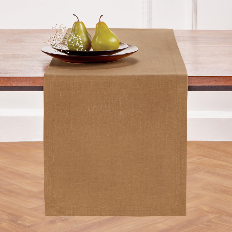 Diana - 100% Pure Linen Table Runner, 90" x 14", Tobacco Brown