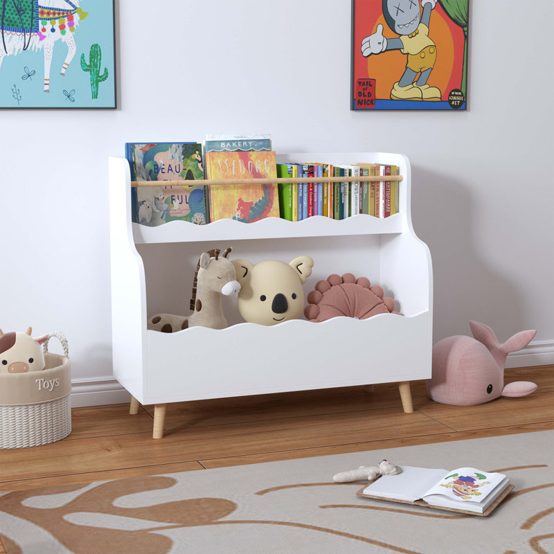 Bibliothèque pour enfants, organisateur de livres pour enfants, armoire de rangement pour jouets, blanc